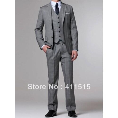 Free shipping wedding groom wear tuxedos/custom made cheap gray color high quality men vest suits / black color man dress