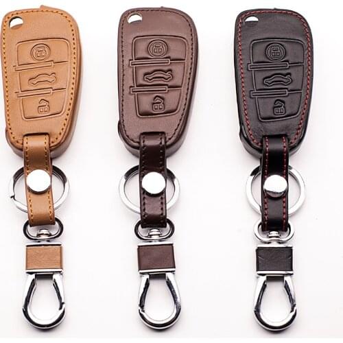 Car Key Cover Case Leather for Audi Sline A3 A5 Q3 Q5 A6 C5 C6 A4 B6 B7 B8 TT 80 S6 Auto Key Cover Holder Protector Accessories