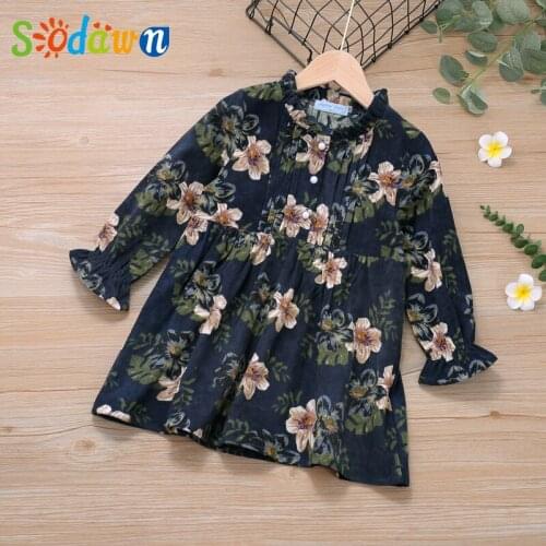 SodawnBaby Girls Frill Buttons Girls Dress Autumn NEW Princess Dress Toddler Cute Fashion Kids Children Clothing