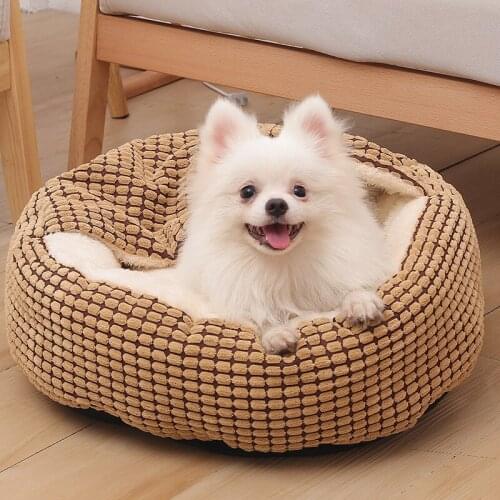 New Style Pet Dog Cat Bed Round Plush Cat Warm Bed House Soft Long Plush Bed for Small Dogs Dog Beds for Small Dogs Luxury