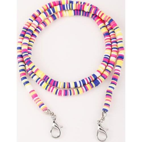 Doreen Box Multicolor Polymer Clay Beaded Chains Glasses Chains Neck Mask Strap Lariat Lanyard Necklace WomenBehemian Jewelry