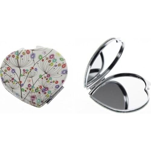 7cm Heart Double Side Pro Portable Folding Hand Vanity Cosmetic Pocket Compact Makeup Mirror For Women Girl Child Kid Gift