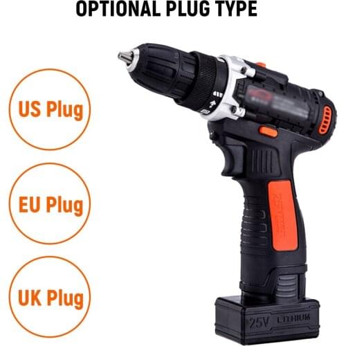 25V Electric Drill Cordless Drill / Driver Kit 1350rpm Variable Speed Polisher Car Buffer Waxer Set Power Screwdriver with 5 Bit