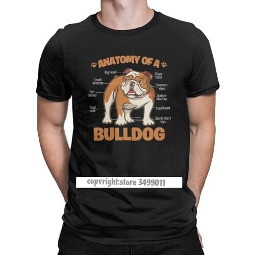 Vintage Anatomy Of A Bulldog Dog Lover T-Shirt Men Round Collar Cotton T Shirts Fitness Tee Shirt Camisas Streetwear