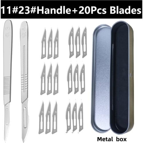 11#23#Carbon Steel Carving Surgical Scalpel Blades Handle Scalpel DIY Cutting Tool PCB Repair Animal Surgical Knife with Handle