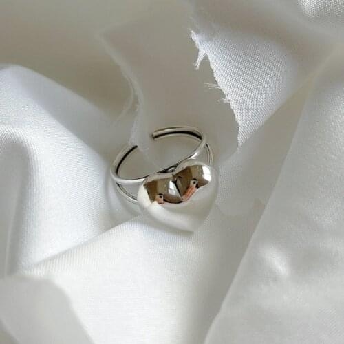 925 Sterling Silver Heart Designer Adjustable Rings Gift For Women Gothic Engagement 2021 Trend Fine Accessories Jewellery