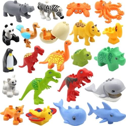 Big Size Dinosaur Animals Series Building Blocks Ostrich Panda Butterfly Shark Dolphin Whale Penguin Kid Toys For Children Gifts