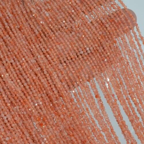 Natural Nedava Sunstone Faceted Round Beads 2mm