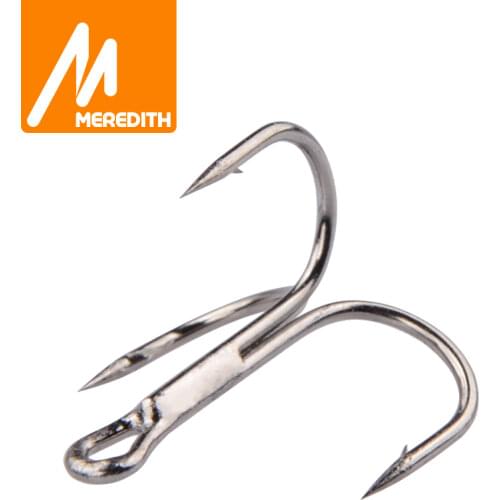 MEREDITH 20Pcs/lot 4# 6# 8# Fishing Hook High Carbon Steel Treble Overturned Hooks Fishing Tackle Round Bend Treble For Bass