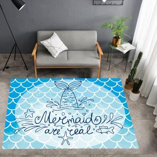 Cartoon Of Mermaid Carpet 3D Print Fish Scales Rug Home Custom Colorful Rainbow Floor Carpet For Living Room Baby Play Floor Rug