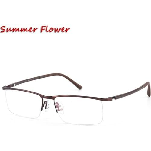 Men Wide Optical Glasses Frame Anti Blue Ray Prescription Large Oversize Eyewear Semi Frame Brand Design Gafas