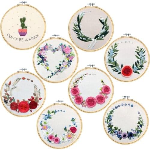 European-style Flowers Plant DIY Embroidery Kit Ribbon Set Beginners With Shed Sewing Cross-stitch Crafts Hand-stitched Dec
