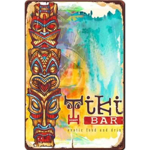 Original Retro Design Tiki Bar Tin Metal Signs Wall Art|Thick Tinplate Print Poster Wall Decoration for Bar