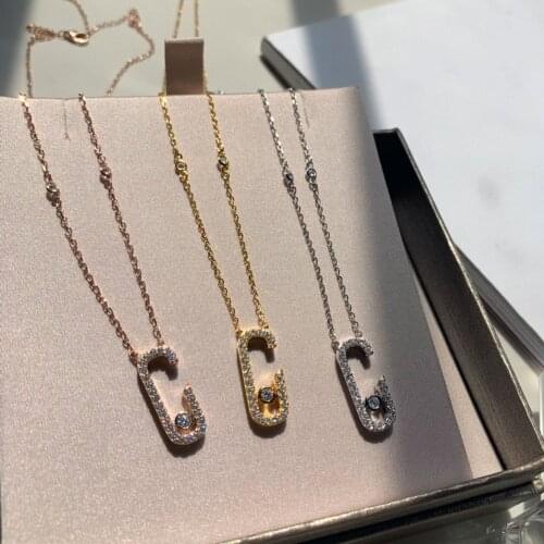 Hot Brand Pure 925 Sterling Silver Top Qualit Beach Necklace Slide Stone Drop Pendants Move Stone Design Summer Neckalce Jewelry