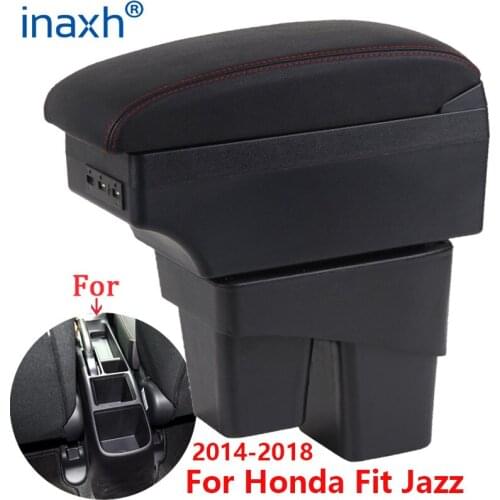For Honda Jazz Armrest box For Honda Fit Jazz 3 Car Armrest 2014-2020 2015 2016 2017 2018 2019 Arm Storage box car accessories