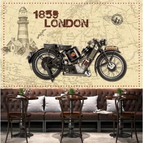 Custom mural wallpaper 3D retro Motorcycle Vintage London photo Wallpaper bar Cafe restaurant Living Room wall papers Home Decor