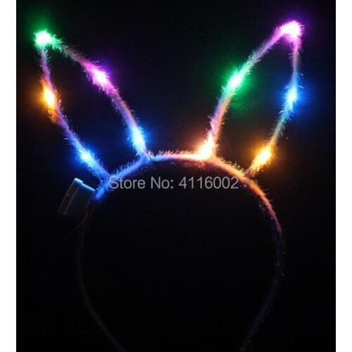 Kids Adults Bunny Ears LED Flashing Glow Headband Hairband Women Bar KTV Nightclub Dress Decor Glow Party Supplies