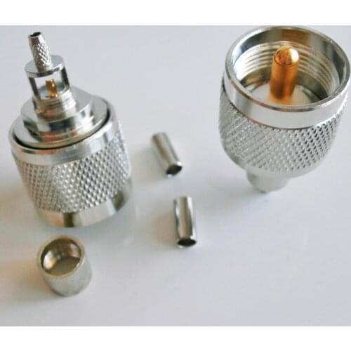 Connector Socket PL259 SO239 PL-259 SO-239 UHF Male Window Crimp for RG316 RG174 RG179 LMR100 Cable Brass RF Coaxial Adapters