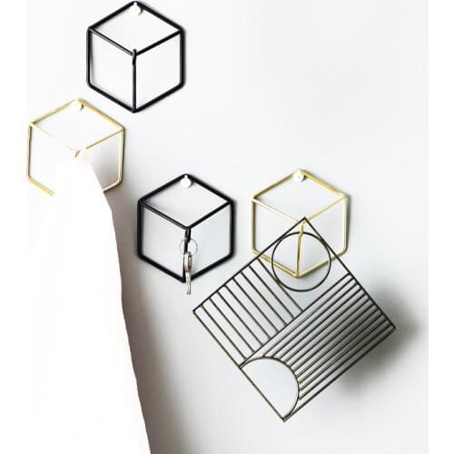 Nordic style Hexagon Design Gold Iron Art Storage Hook Minimalist Wall Key Holder Room Organizer Home Decor Coat Wall Hanger