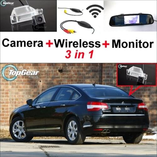 3in1 Special Rear View Camera + Wireless Receiver + Mirror Monitor Easy DIY Backup Parking System For Citroen C2 C3 C4 Hatchback