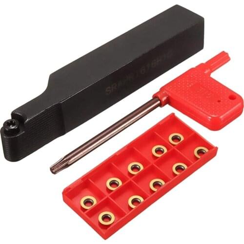 SRAPR2020K10 Face Milling External Lathe Blade Turning Tool Holder Boring Bar + 10Pcs RPMT10T3MO Inserts + Wrench