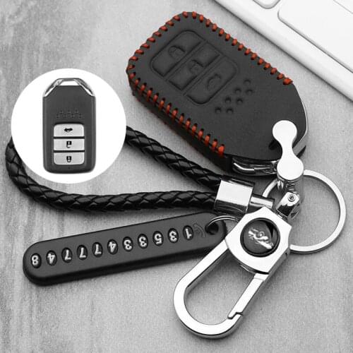 Luminous Car-styling leather Car Key Cover Case 3 Buttons For Honda Vezel City Civic Jazz CRV Crider HRV Fit Remote Key