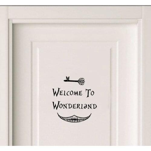 Creative Welcome to Wonderland Vinyl Door Sticker Waterproof Home Decoration Wall Stickers For Kids Rooms A2275