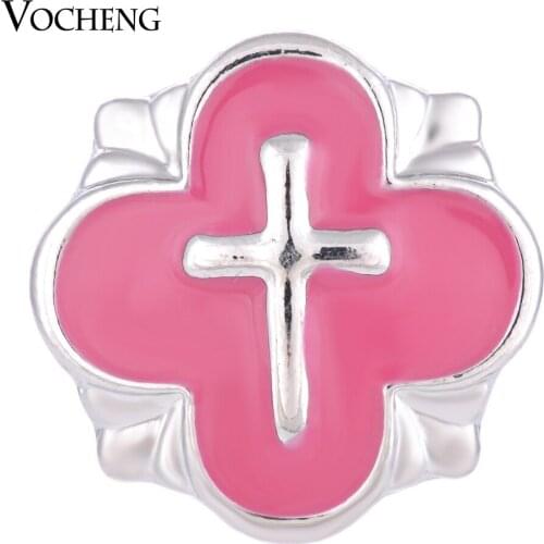 Vocheng Snap Charms Pink Hand Painted 18mm Faith Charms Jewelry Vn-1331