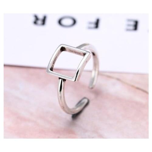 925 Sterling Silver square Rings for Women Jewelry Fashion Open Adjustable Finger Ring Free Shipping