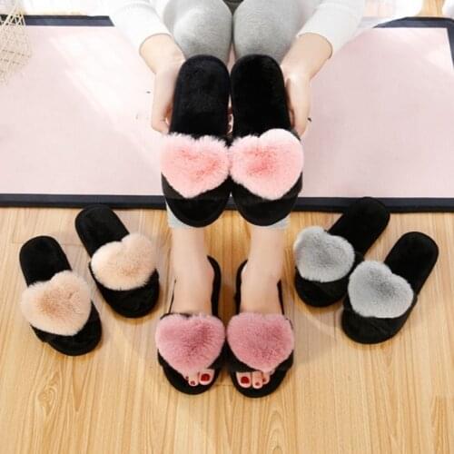 Winter Indoor Faux Fur Slippers House Furry Soft Fluffy Plush Platform Flats Heel Non-Slip Shoes Ladies Soft Slippers Sandals