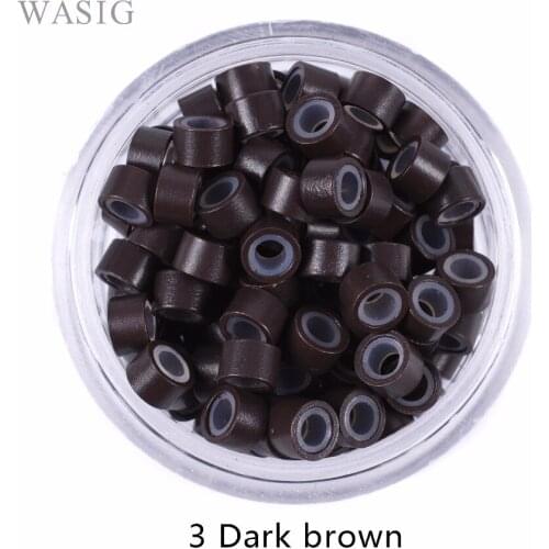 1000 Pcs 3# Dark Brown 4.5MM*2.5MM*3MM Silicone MicroRing/Link/Bead Hair Extensions Tools 7 Colors Optional
