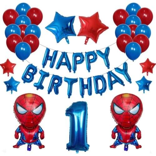 42pcs Cartoon Supperhero Foil Balloons Birthday Theme Party Decoration Baby Shower Spiderman 30inch Number Air Globos Supplies