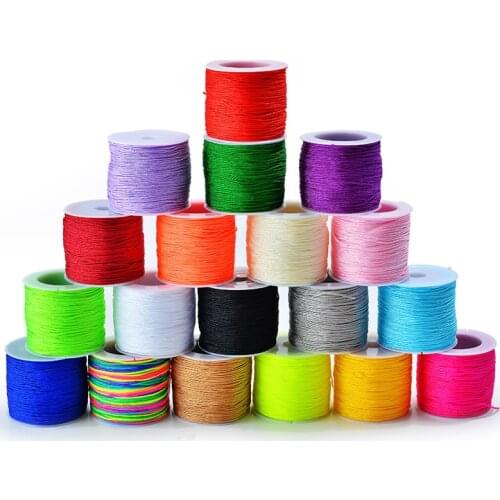 50Meters/Roll 0.8mm Neon Nylon Cord Thread Chinese Knot Macrame Cord Bracelet Braided String DIY Tassels Beading String Thread