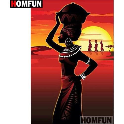 HOMFUN Full Square/Round Drill 5D DIY Diamond Painting "African woman" 3D Embroidery Cross Stitch 5D Home Decor A13528