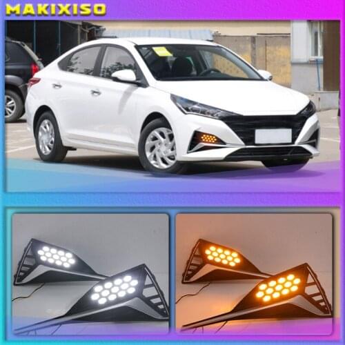12V Car Running Lights for Hyundai Accent Solaris Verna 2020 LED DRL Daytime Running Light Fog Lamp