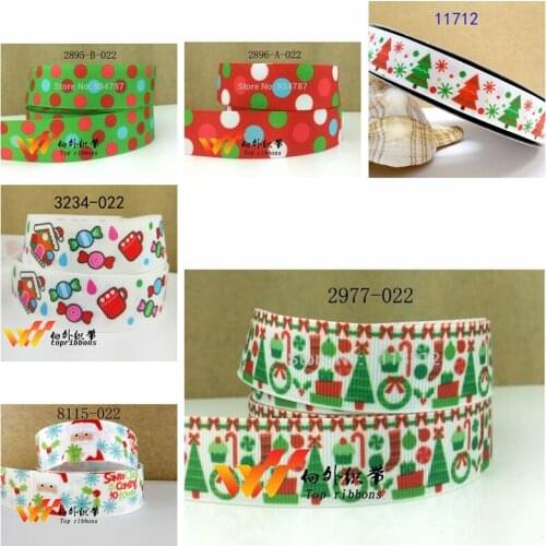 Free shipping 50 yard Christmas ribbon printed grosgrain ribbon 2977