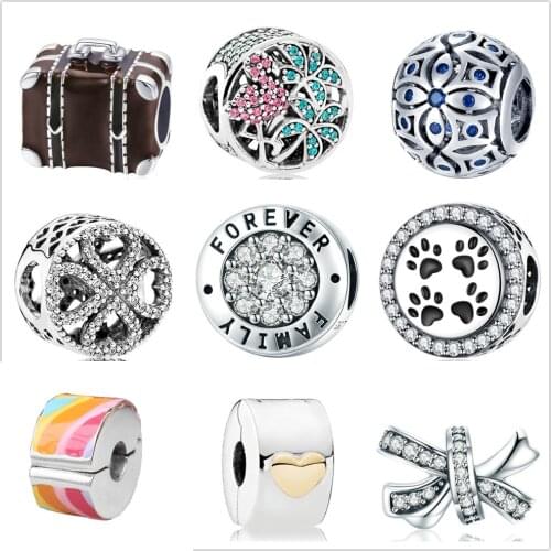 New 925 Sterling Silver Zircon beaded lettering Fit Pandora Charm Silver 925 Original Bracelet DIY Jewelry For Women