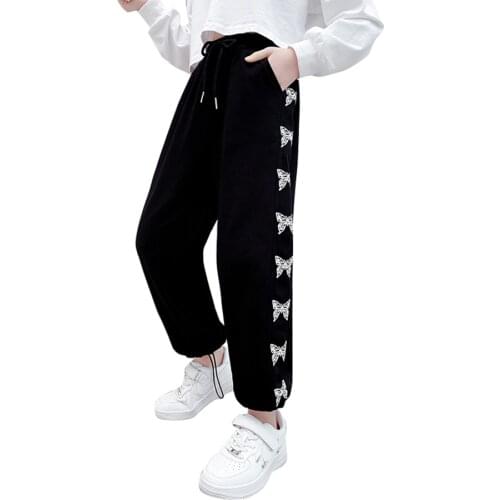 Girls Sport Pants Floral Pattern Trousers Girl Casual Style Childrens Pants Spring Autumn Kids Clothes Girls 6 8 10 12 14