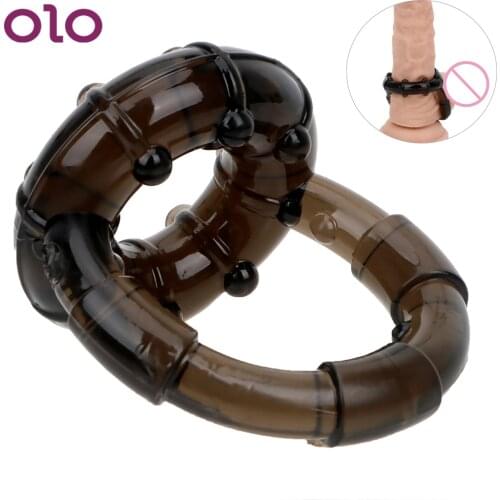 OLO Male masturbation Delay Ejaculation Cock Ring Penis Ring Male Chastity Device Elasticity Erotic Sex Toys for Men