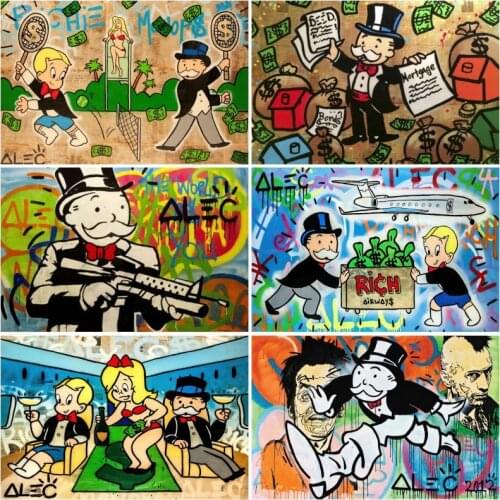 Graffiti Art Alec Monopolis Canvas Art Posters and Print Canvas Paintings on The Wall for Living Room Cuadros Home Decor Picture