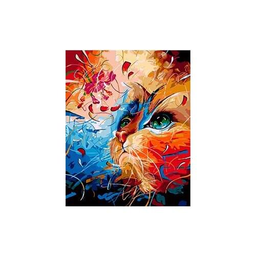 MaHuaf-X1204 Bright cat painting by numbers hand painted coloring by numbers on canvas Wall Pictures for Living Room