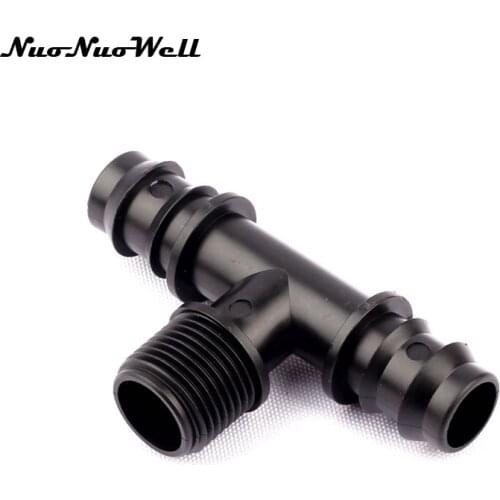 5pcs NuoNuoWell PE 1/2" to 20mm Male Thread Tee Barbed Connector Greenhouse Spigot Tee Joint Garden Drip Irrigation Fittings