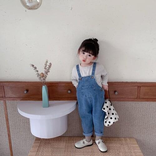 MILANCEL 2021 Summer New Kids Overalls Solid Casual Denim Cute Pants Clothes
