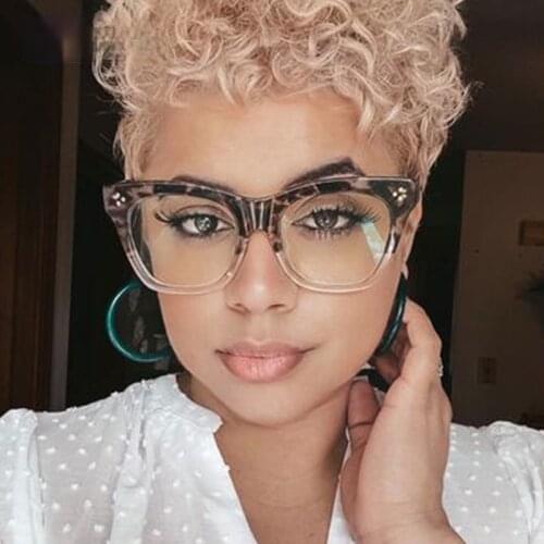 Fashion Leopard Eyeglasses Frames For Women Vintage Square Flower Female Glasses Frame Luxury Transparent Eyewear