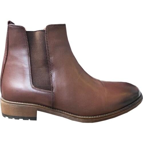 Mens Genuine Leather Brown Chelsea Boots Marcomen MRC3836KAHVE