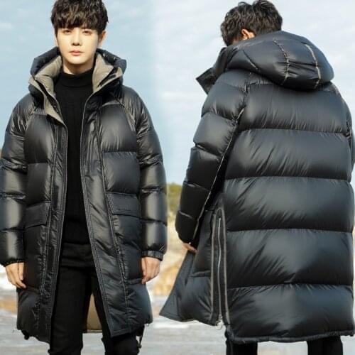 Men Down Jacket Long Winter New Youth Parka Thick Coat Fashion 95% White Duck Down Clothes