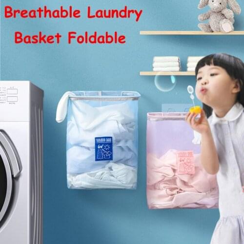 Wall Mounted Breathable Laundry Basket Foldable Dirty Clothes Storage Bag Dirty Clothes Basket Laundry Child Toy Storage Bucket
