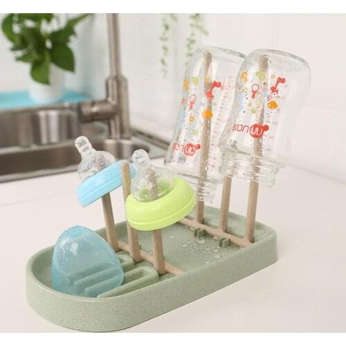 Non-toxic Baby Milk Bottle Drying Rack Wheat Straw Draining Cup Dryer Foldable Holder Tray Storage Rack Kitchen storage shelf