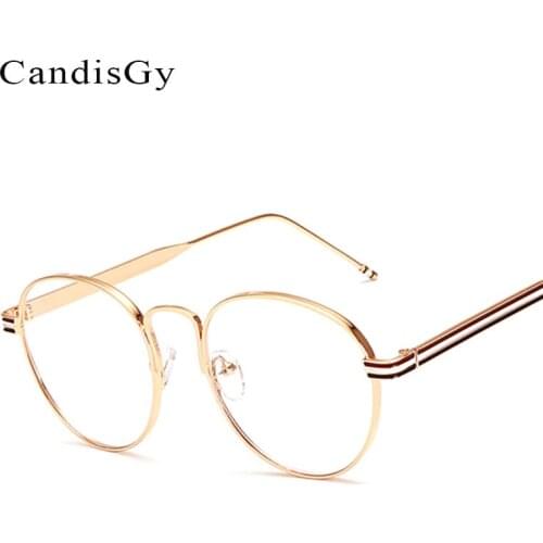 New pilot Glasses Frame Brand Designer Women Metal Optics Classic Eyeglasses Clear Transparent Lens Round Eyeglasses