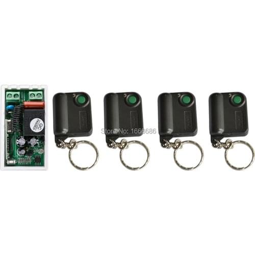 NEW AC220V 1CH 10A Receiver Remote Control Garage Door RF Wireless Remote Control Switch System 4X Transmitter + 1 X Receiver